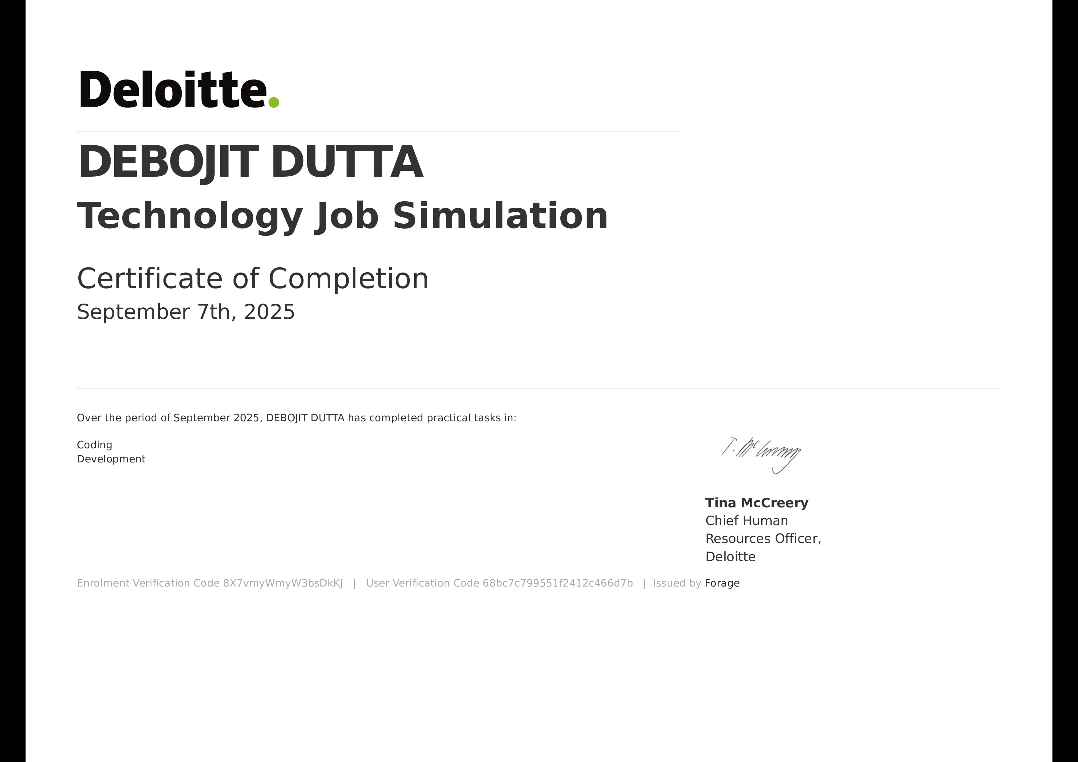 Deloitte Job Simulation certificate